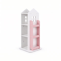 Bibliothèque tournante château rose sur fond blanc