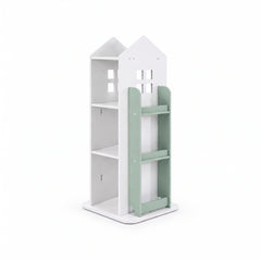 Bibliothèque tournante château verte sur fond blanc