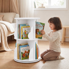 Enfant tournant la bibliothèque pivotante motif lapin blanche 2 niveaux