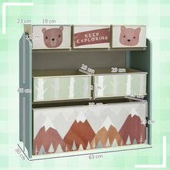 Meuble de rangement enfant avec 6 boîtes amovibles en tissu non tissé Organisateur de jouets, étagère 63L x 30l x 66H cm