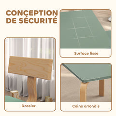Table enfant avec chaises, lot table et 2 chaises enfant en bois pour dessiner, jouer, étudier, 78x53x53cm, vert