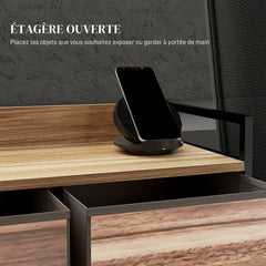 Commode Meuble de Rangement 5 tiroirs en Tissu 98 x 29 x 63 cm structure en acier noir