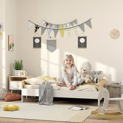 Lit enfant lit avec sommier à lattes avec panneaux latéraux élevés conception basse en bois 143,5 x 74 x 40 cm blanc