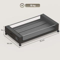 Boîte de Rangement sous Lit à Roulettes, Lot de 2, 40L, Fermeture Éclair, Cadre en Acier, Poignées, 78x44x16cm, Noir