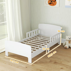 Lit enfant lit au sol enfant barrières de sécurité haut sommier à lattes et cadre robuste 143,5 x 74,2 x 54 cm blanc