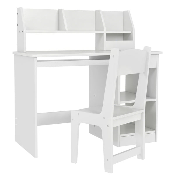 Bureau enfant avec chaise ergonomique - Blanc