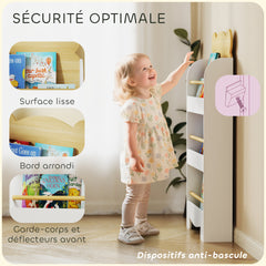 Bibliothèque pour enfant, rangement livre enfant 3 niveaux pour salle de jeux, chambre d'enfant, bois naturel