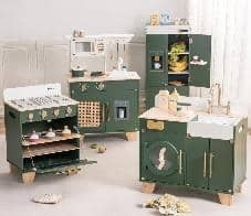 Ensemble cuisine en bois 4 pièces vintage vert