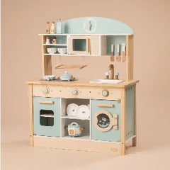 Cuisine en bois pour enfant avec accessoires - Bleu menthe