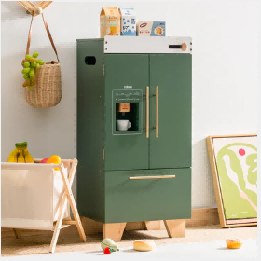 Réfrigérateur en bois pour enfant vintage vert