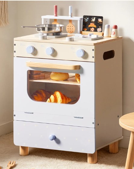 Cuisine en bois avec four pour enfant blanc et bleu