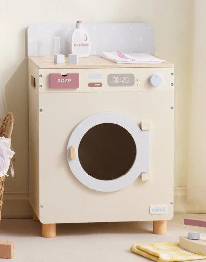 Lave-linge enfant en bois – Tambour rotatif
