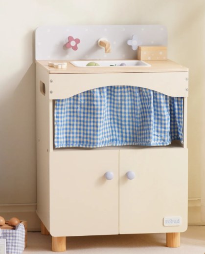 Meuble évier en bois pour enfant avec robinet
