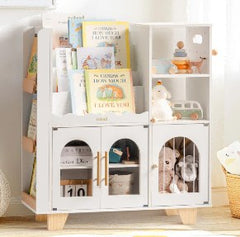 Meuble de rangement jouets et livres en bois - Blanc