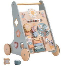 Trotteur d'activités en bois - Bleu gris