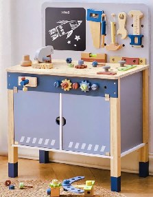 Établi en bois pour enfant - Bleu
