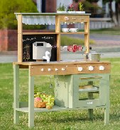 Cuisine de boue d'extérieur en bois pour enfant - Vert