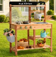 Cuisine de boue d'extérieur enfant en bois – Bois naturel