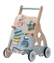 Trotteur en bois avec activités baleine