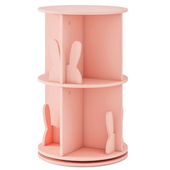 Costway Bibliothèque d'Angle Ronde et Rotative pour Enfants Etagère de Rangement Autoportante à 2 Niveaux Pivotante à 360° Salon Rose