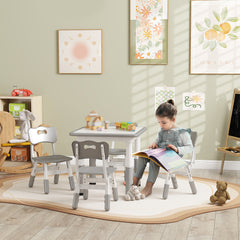 Ensemble 1 table et 4 chaises pour enfants à hauteur réglable, set de 5 pièces, gris