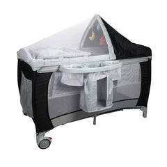 Costway Lit parapluie pour bébé 0-36 mois Lit bébé pliant à roulettes avec accessoires sac de transport, 120 x 60 x 76 cm, Noir