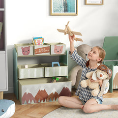 Meuble de rangement enfant avec 6 boîtes amovibles en tissu non tissé Organisateur de jouets, étagère 63L x 30l x 66H cm