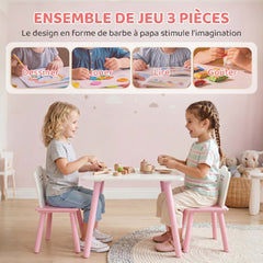 Table enfant avec chaise, ensemble table et 2 chaises en bois pour dessiner, jouer, étudier, rose