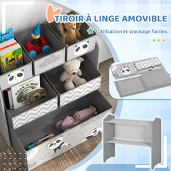 Meuble rangement enfant rangement jouet enfant 6 boîtes amovibles en tissu non tissé 63 x 30 x 66 cm gris
