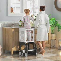 Tour d'observation enfant 4 en 1, tour d'apprentissage, hauts rebords, blanc