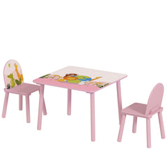 Table enfant avec chaise, ensemble table et 2 chaises en bois pour dessiner, jouer, étudier, rose